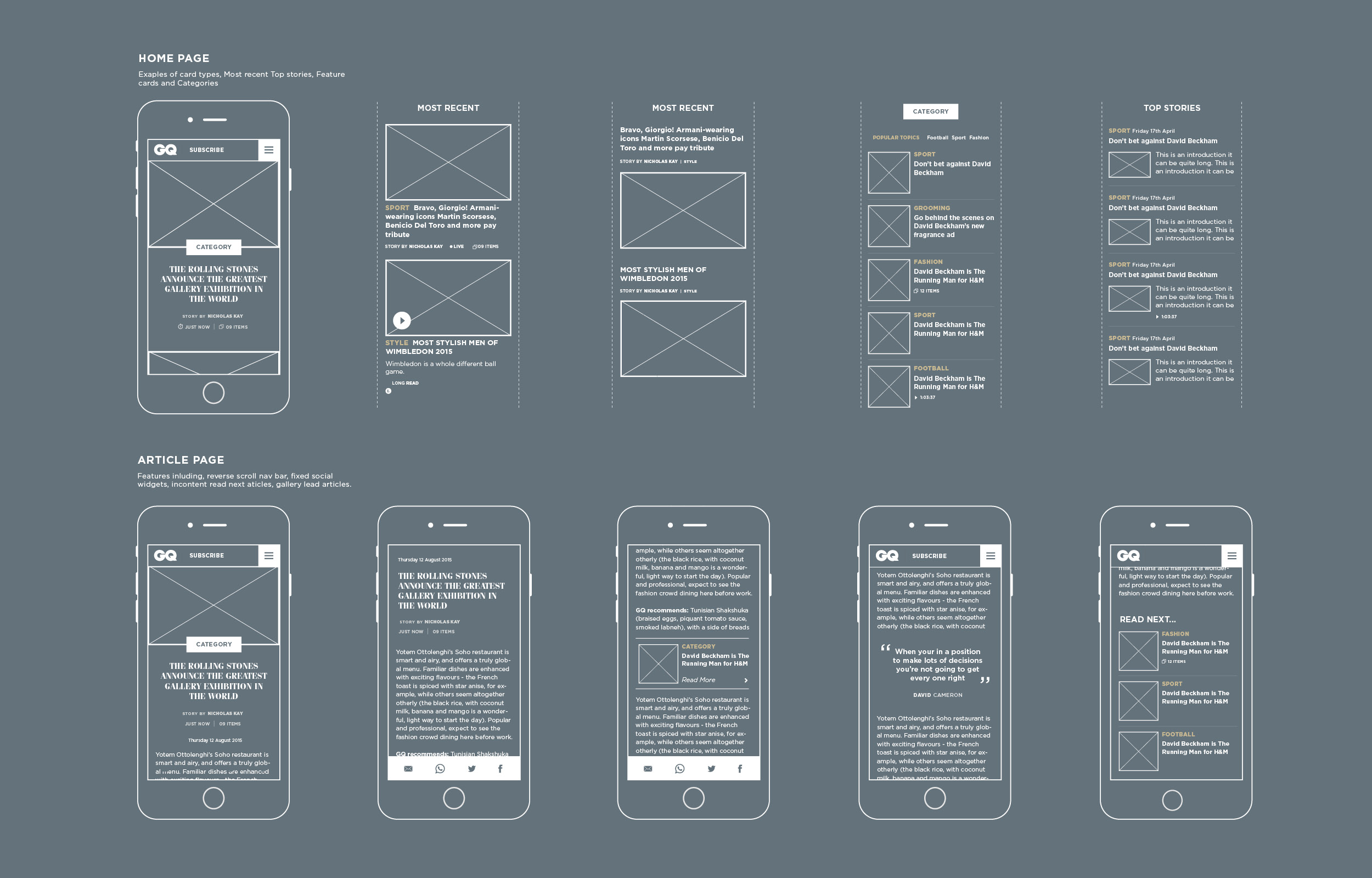 GQ wireframes mobile