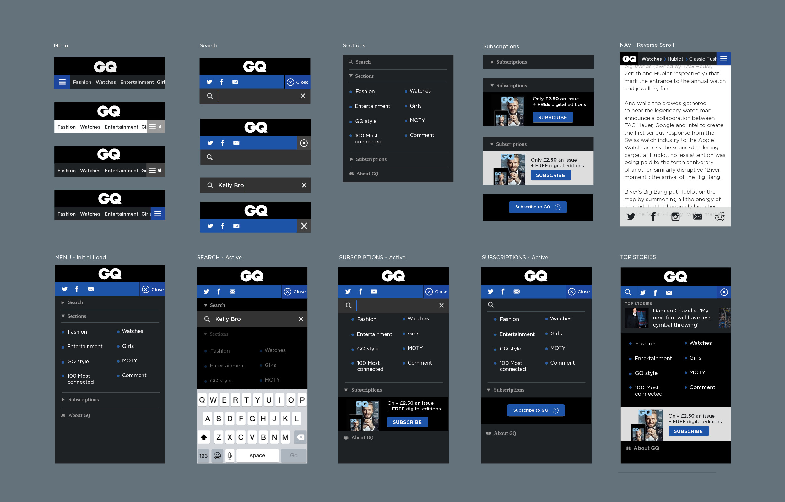 GQ wireframes navigation